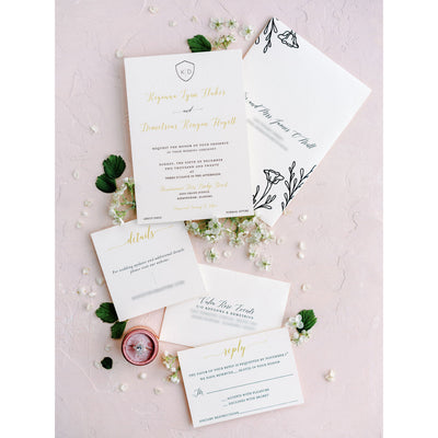 Simplistic Flower Invitations Boxed Wedding Invitations