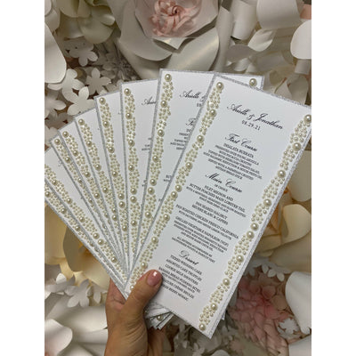 Elegant Pearl & Glitter Menu Boxed Wedding Invitations