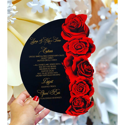 Red Roses Menu Boxed Wedding Invitations