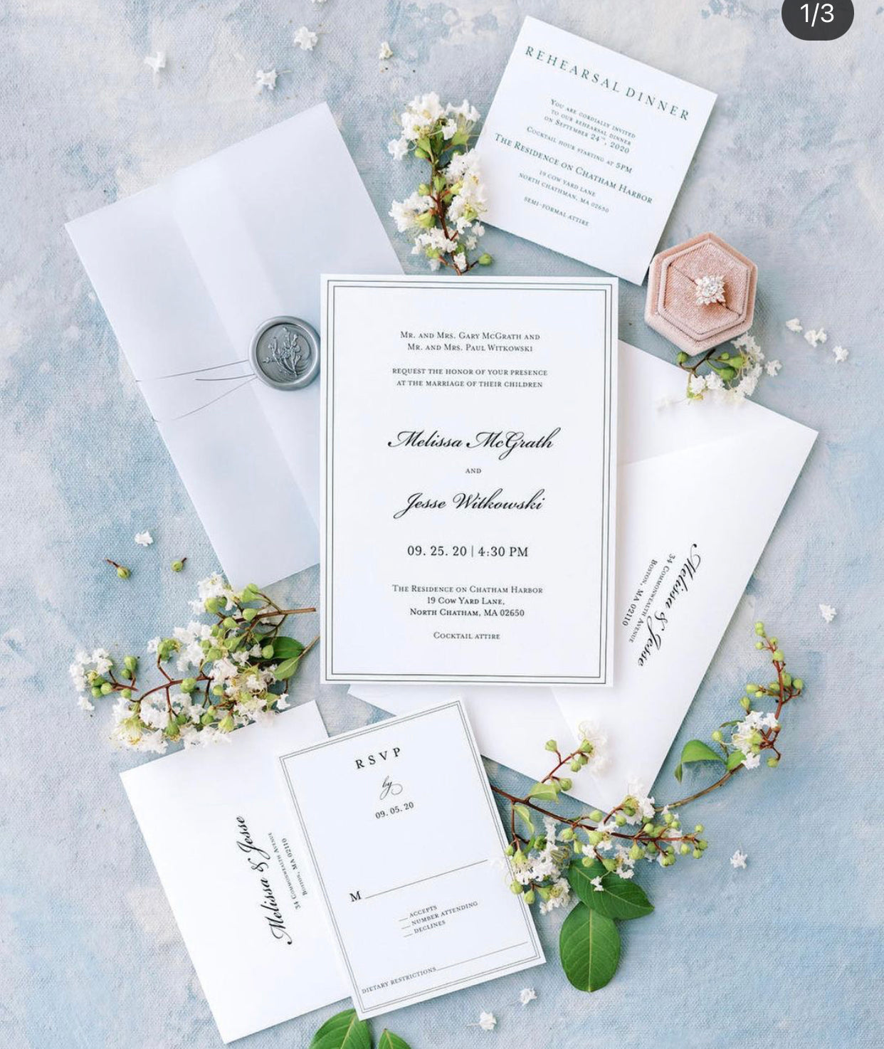 Acrylic wedding invitations, dusty blue Wedding invitations online