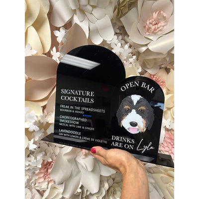 Black Acrylic Dog Drink Sign Boxed Wedding Invitations