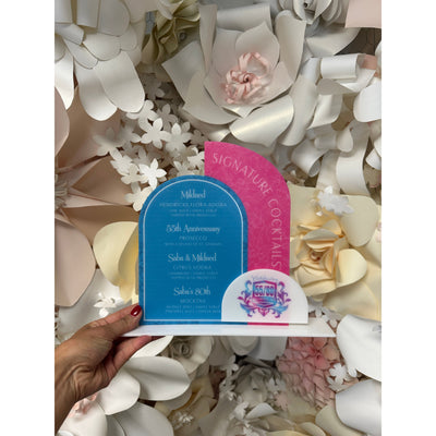Pink and Blue Acrylic Drink Sign Boxed Wedding Invitations