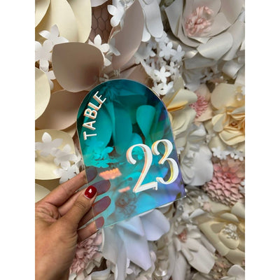 Iridescent Acrylic Table Number Boxed Wedding Invitations