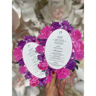 Fuchsia Floral Menu Boxed Wedding Invitations