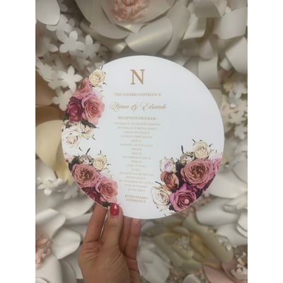 Floral Circular Menu Boxed Wedding Invitations