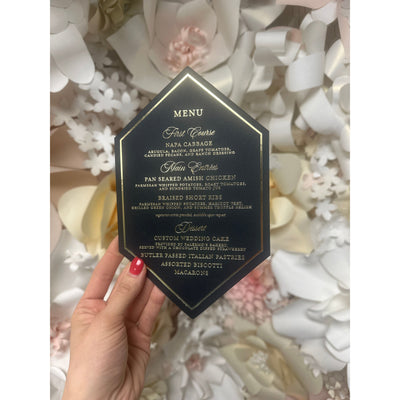 Gold Foil Stamp Menu Boxed Wedding Invitations