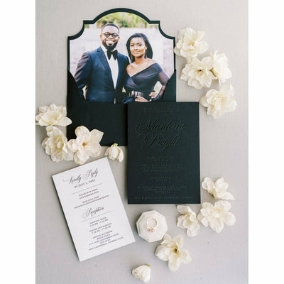 Black Letterpress Invitation Boxed Wedding Invitations