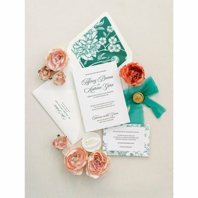 Elegant Floral Letterpress Wedding Invitation Boxed Wedding Invitations