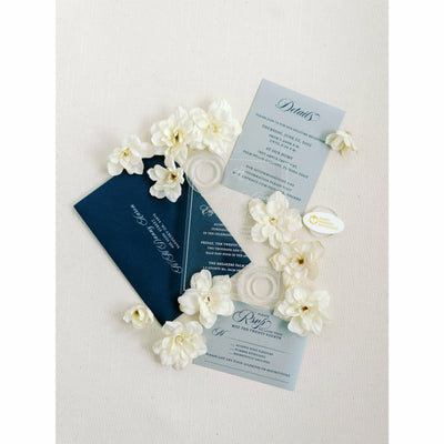 Clear Acrylic & Suede Band Boxed Wedding Invitations