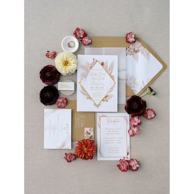 Autumn Leaves and Florals Invitation Boxed Wedding Invitations