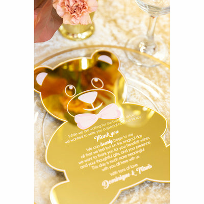 Acrylic Teddy Bear Thank You Card Boxed Wedding Invitations