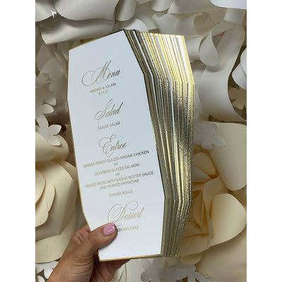 White & Gold Menu Boxed Wedding Invitations