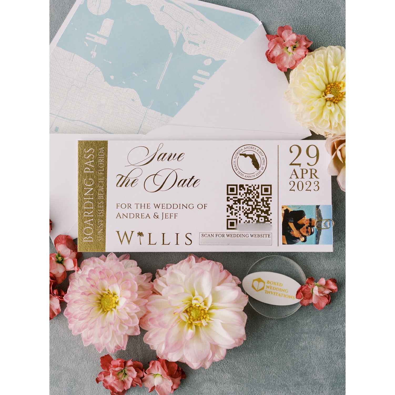 Personalised Destination Wedding Save the Date,Boarding Card