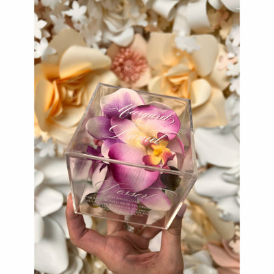 3D Orchid Cube Menu Boxed Wedding Invitations