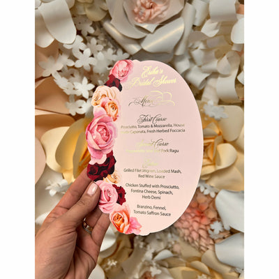 Pink Rose Menu Boxed Wedding Invitations