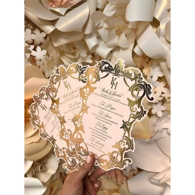Elegant Gold Foil Menu Boxed Wedding Invitations