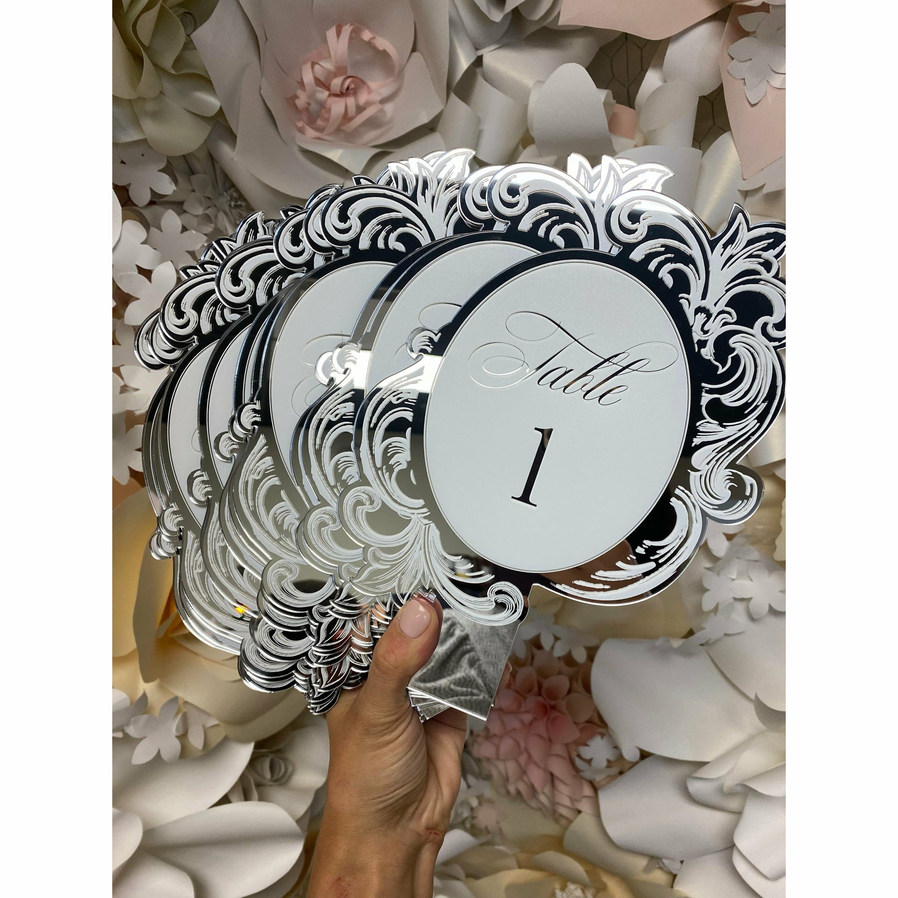 Table Numbers Basic Silver Silver Acrylic Table Number – Boxed Wedding Invitations
