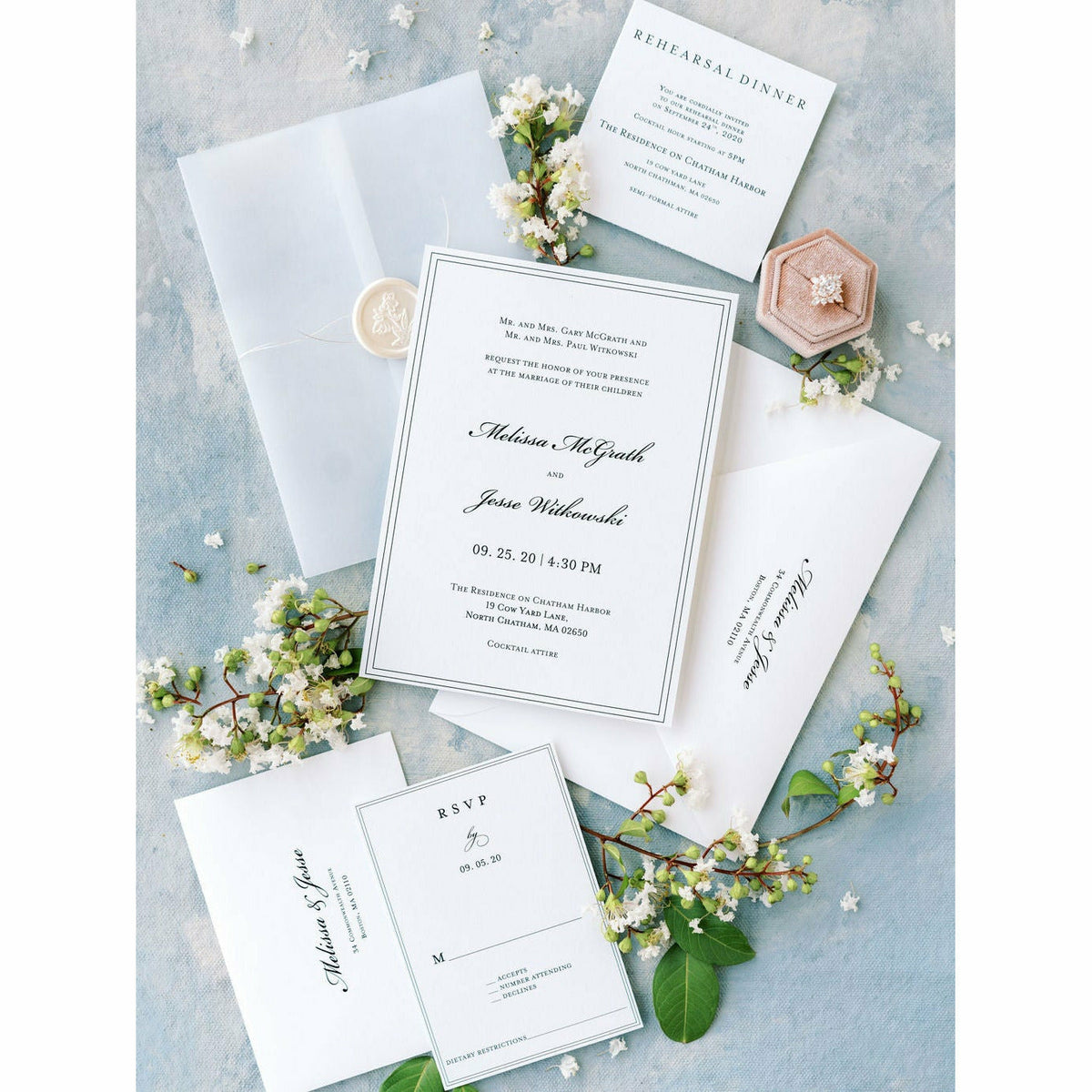 Vellum Wedding Invitation | Elegant Wax Seal – Boxed Wedding Invitations