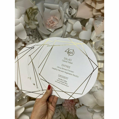 White Geometric Menu Boxed Wedding Invitations