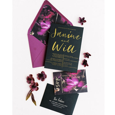 Purple & Gold Invitation Boxed Wedding Invitations