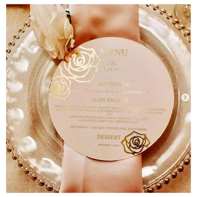 Blush & Gold Roses Menu Boxed Wedding Invitations