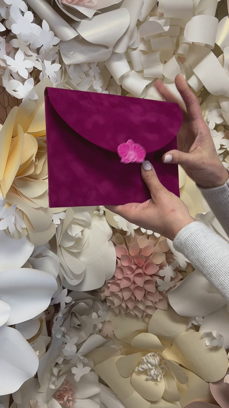 Elegant Velvet Wedding Card Box With Orchids Handmade With 