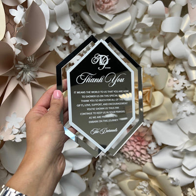 Silver Acrylic Geometric Menu Boxed Wedding Invitations